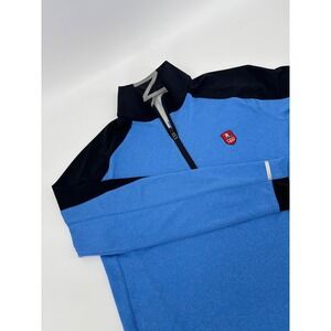 Zero Restriction Mens 1/4 Zip Pullover Blue Black Golf L1016 Size S